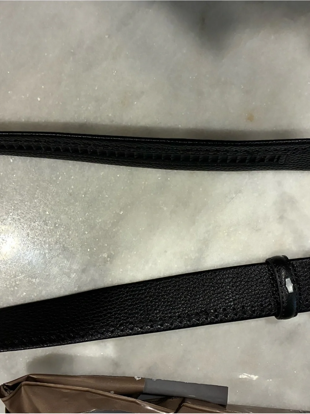 Men's Black Leather Ratchet Belt with Silver Buckle